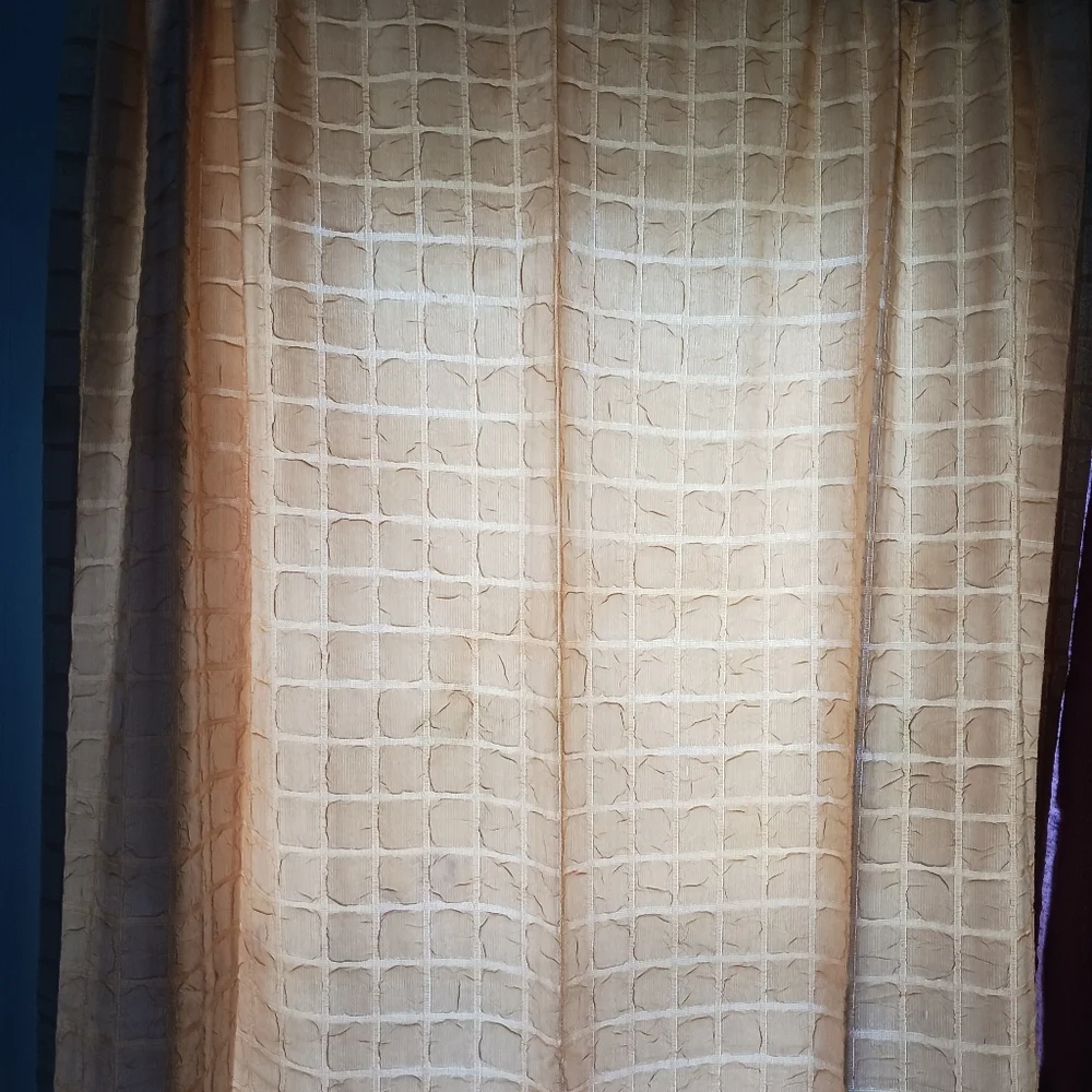 Curtains Vintage Handmade Textured Yellow Fabric MCM